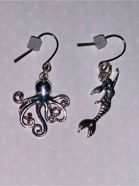 Handmade Mismatched Mermaid / Octopus  Earrings.